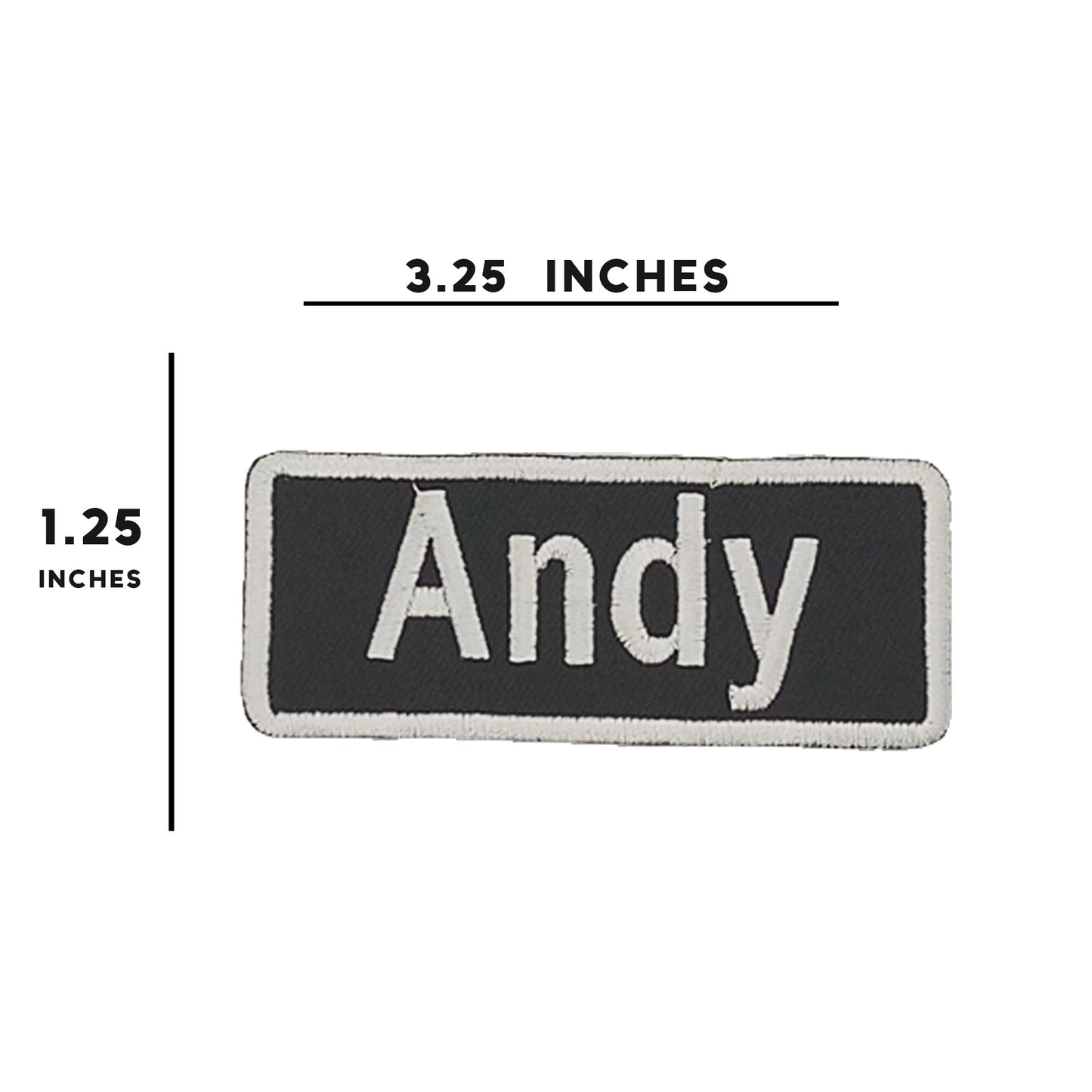 Andy Name Tag Patch - White on Black Embroidered Biker Patch Veteran Patches