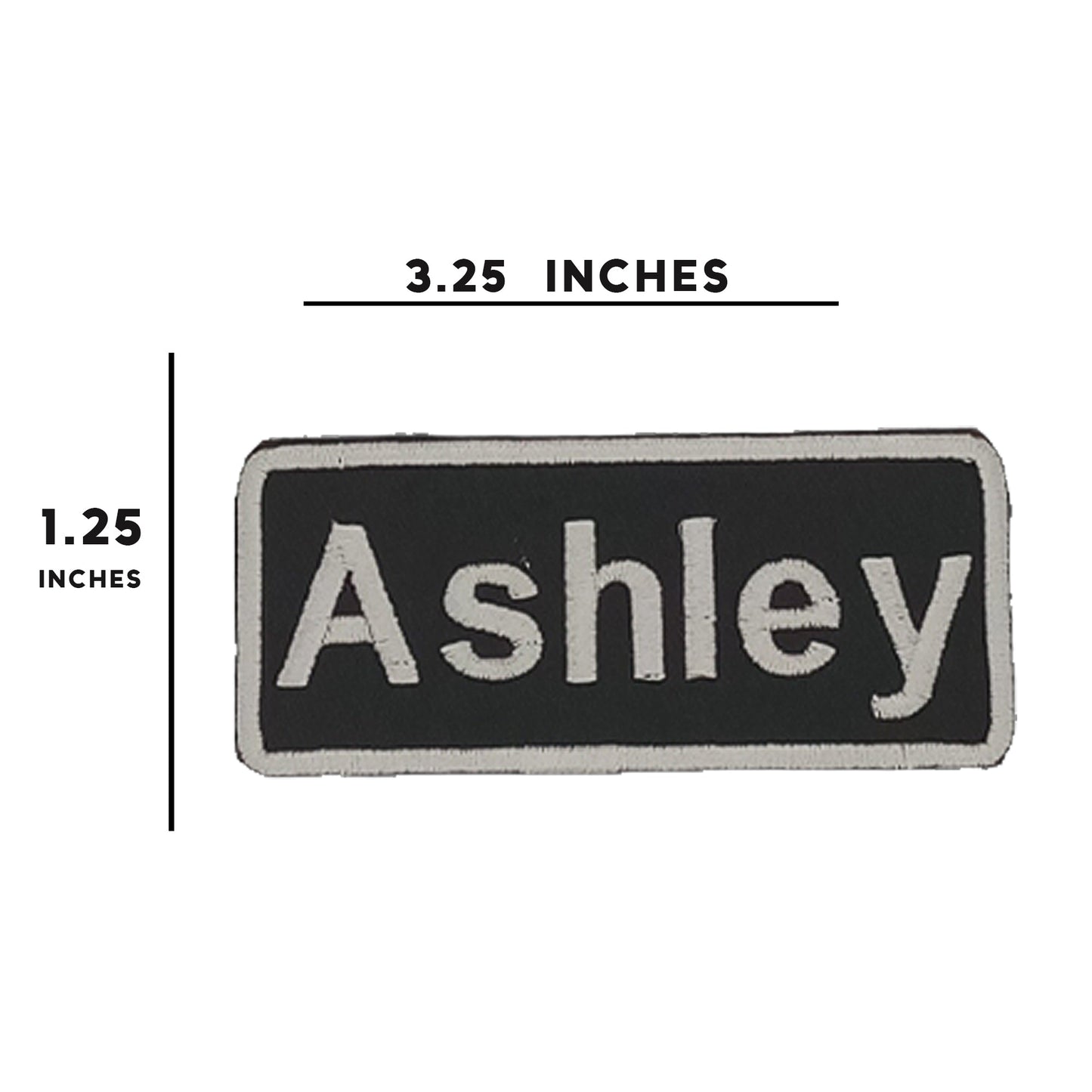Ashley Name Tag Patch - White on Black Embroidered Biker Patch Veteran Patches