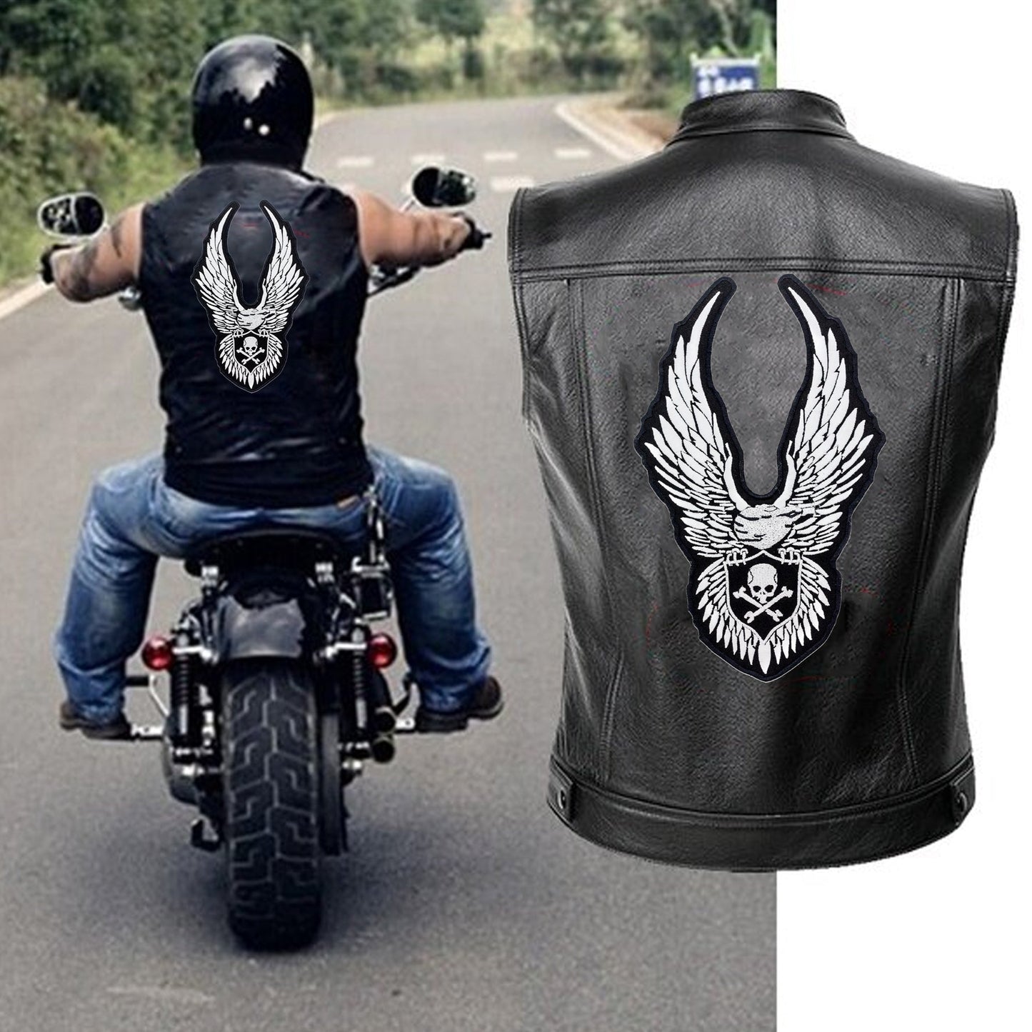 Eagle Skull and Cross Bone Center Patch - Motorcycle Biker Patch Veteran Patches