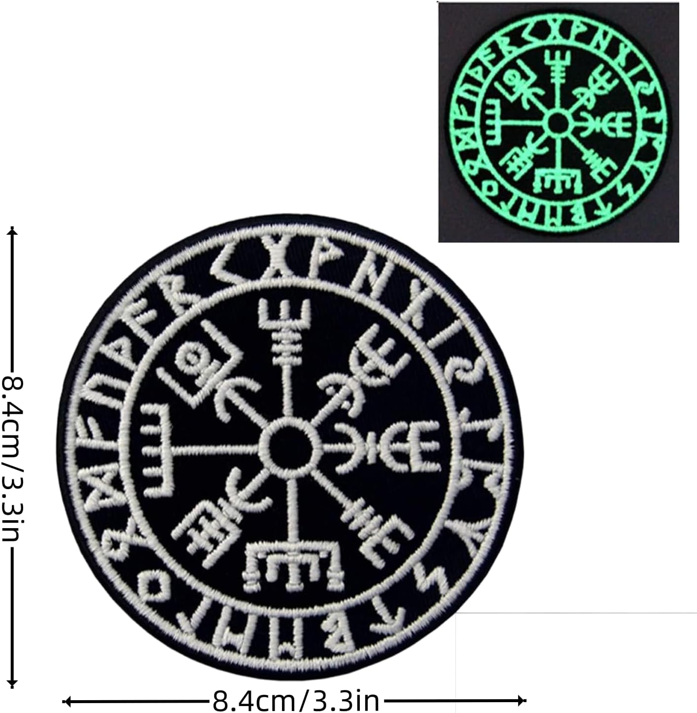 Glow in Dark Vegvisir Compass - Viking Norse Rune Veteran Patches