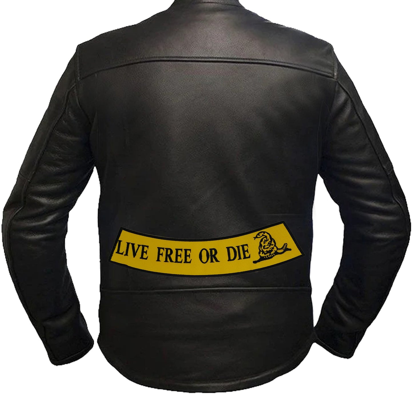 Live Free or Die Black on Yellow Rocker Patch - Embroidered Biker Patch for Vest Veteran Patches