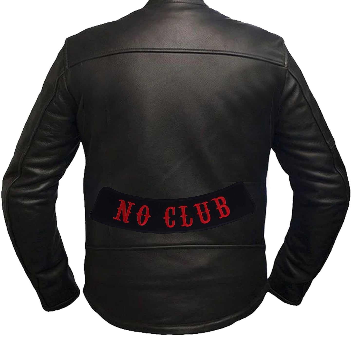 No Club Red Thin Font Rocker Patch - Embroidered Biker Patch for Vest Veteran Patches