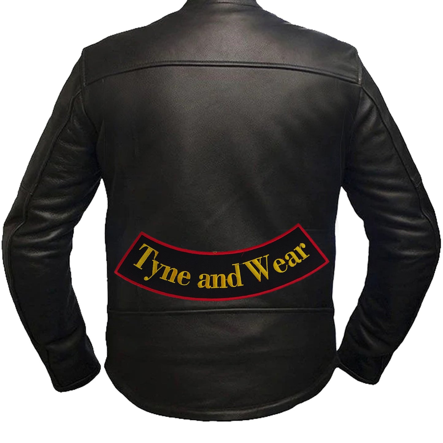 Tyne and Wear Yellow Red Border Rocker Patch - Embroidered Biker Patch for Vest Veteran Patches