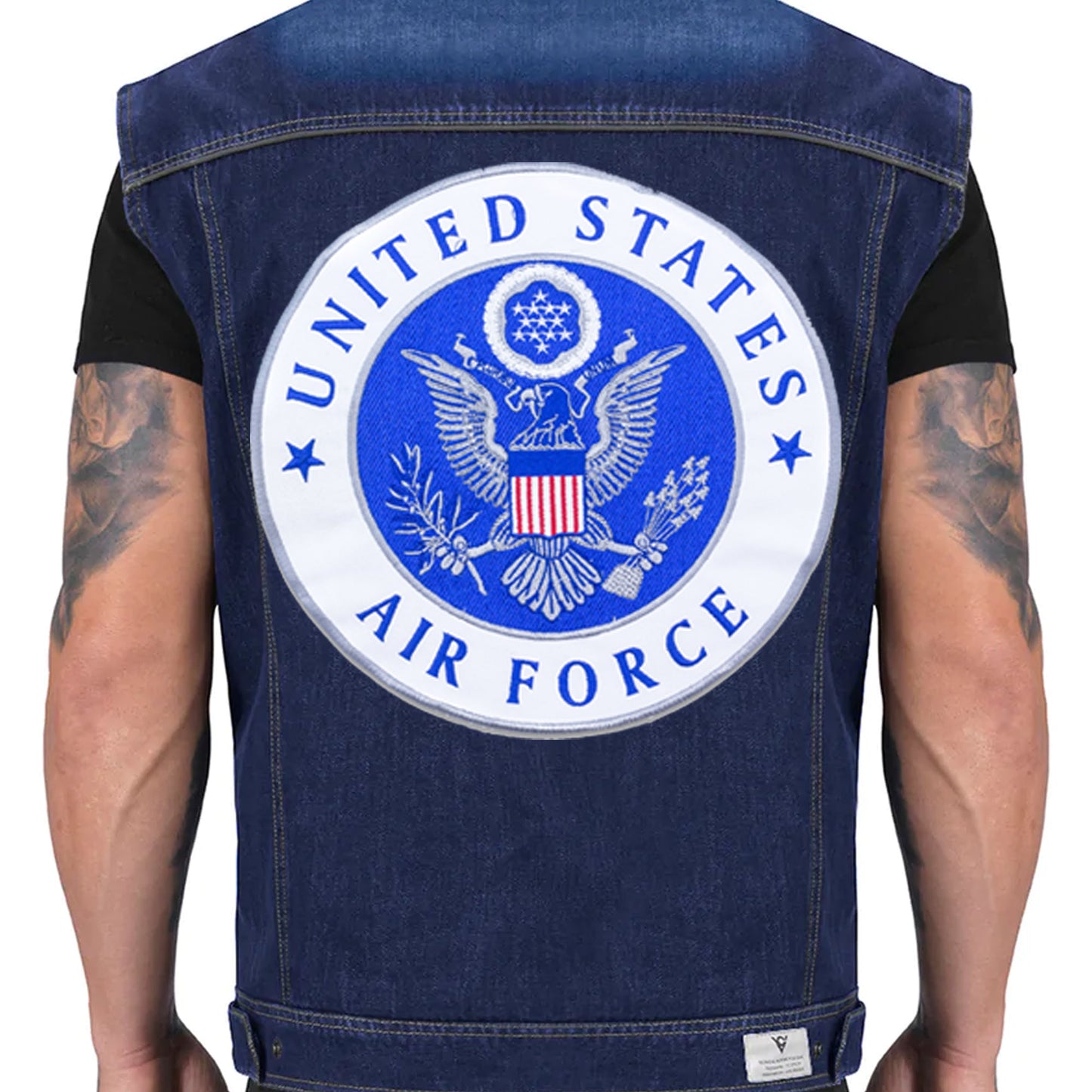 United states Air Force Blue on White Round Military Center Patch - Veteran Biker Patch Veteran Patches