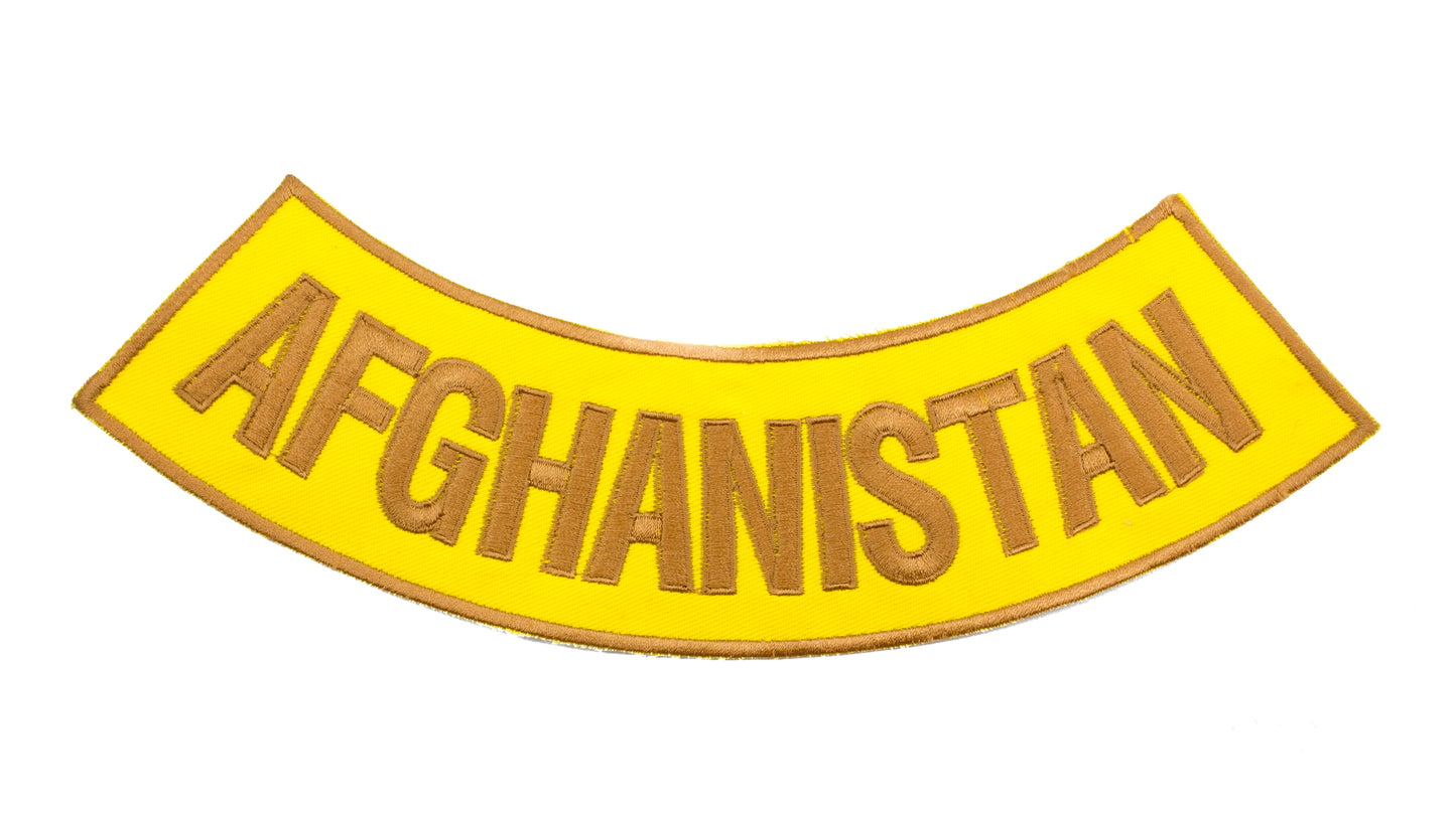 Afghanistan Gold Military Rocker Patch - Veteran Biker Patch