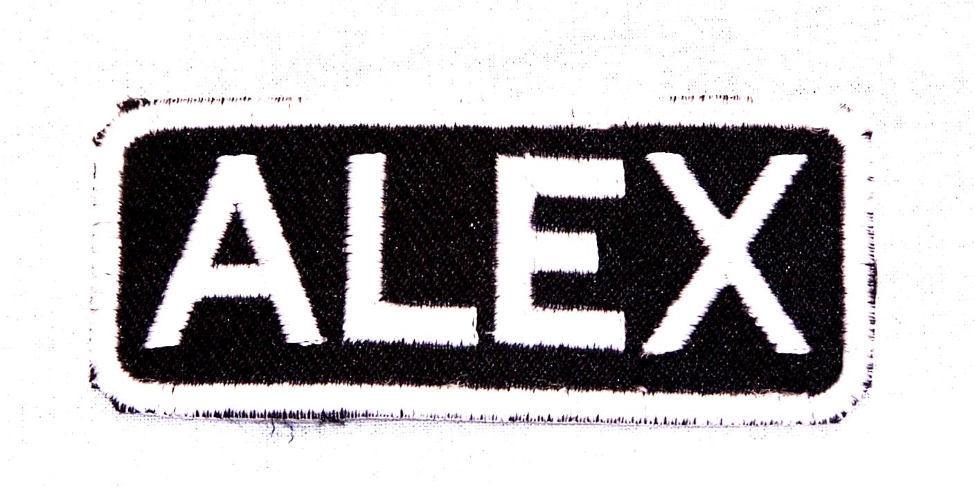 ALEX Name Tag Patch - White on Black Embroidered Biker Patch Veteran Patches