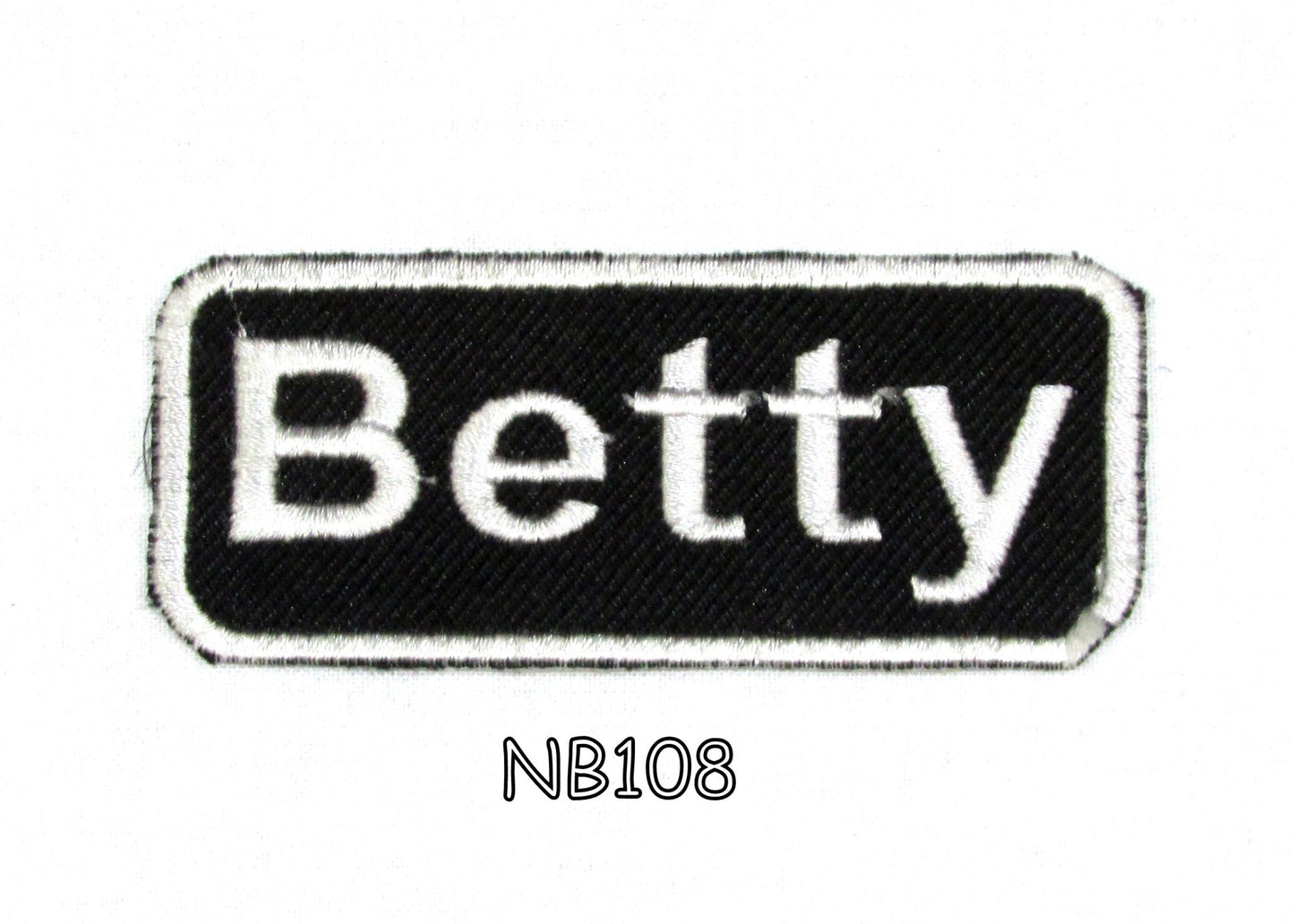 Betty Name Tag Patch - White on Black Embroidered Biker Patch Veteran Patches