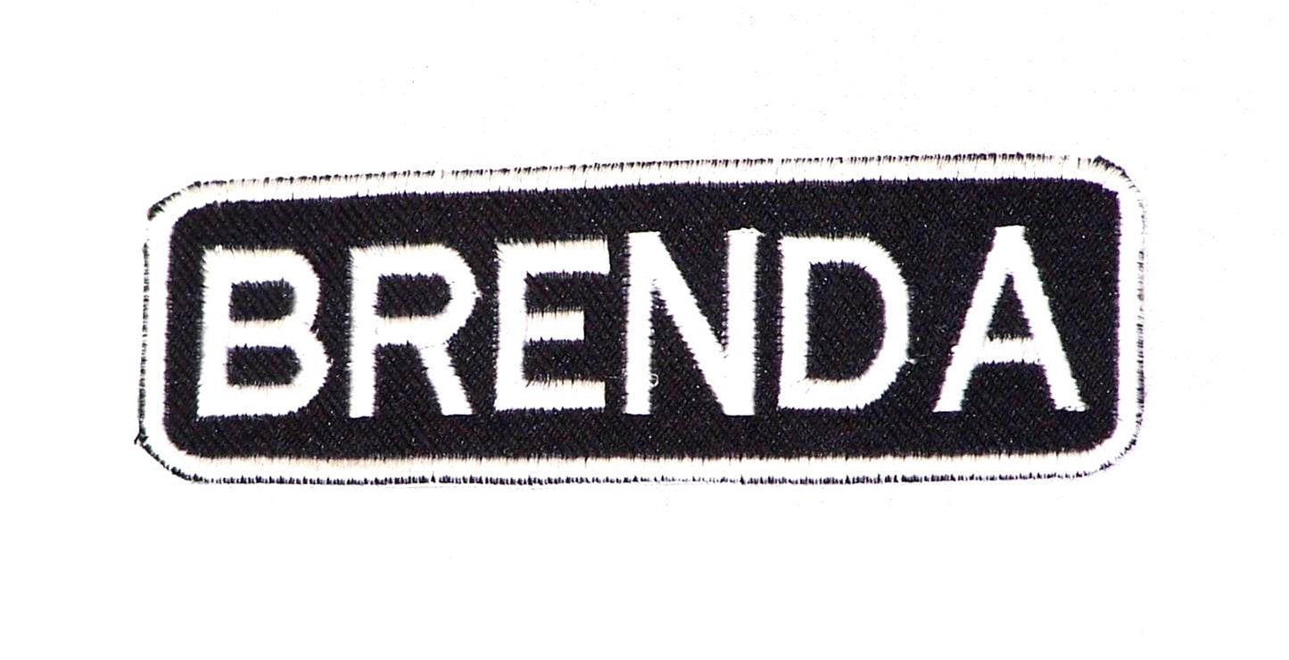 Brenda Name Tag Patch - White on Black Embroidered Biker Patch Veteran Patches