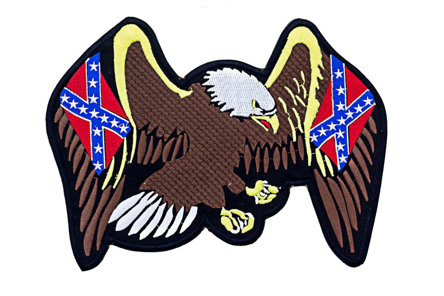 Brown and Gold Eagle with Rebel Wings Round Center Patch - Motorcycle Biker Patch Veteran Patches