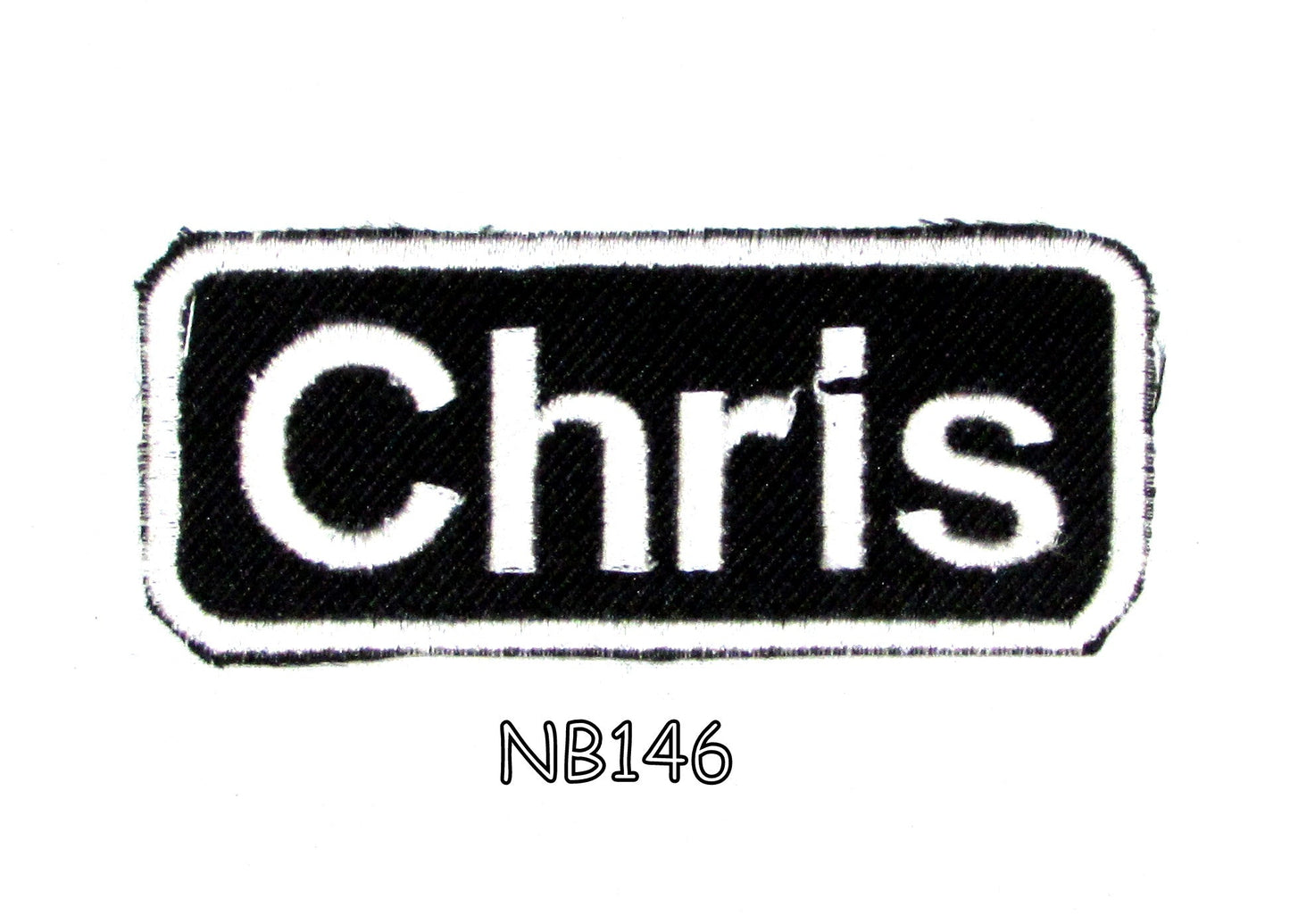 Chris Name Tag Patch - White on Black Embroidered Biker Patch Veteran Patches