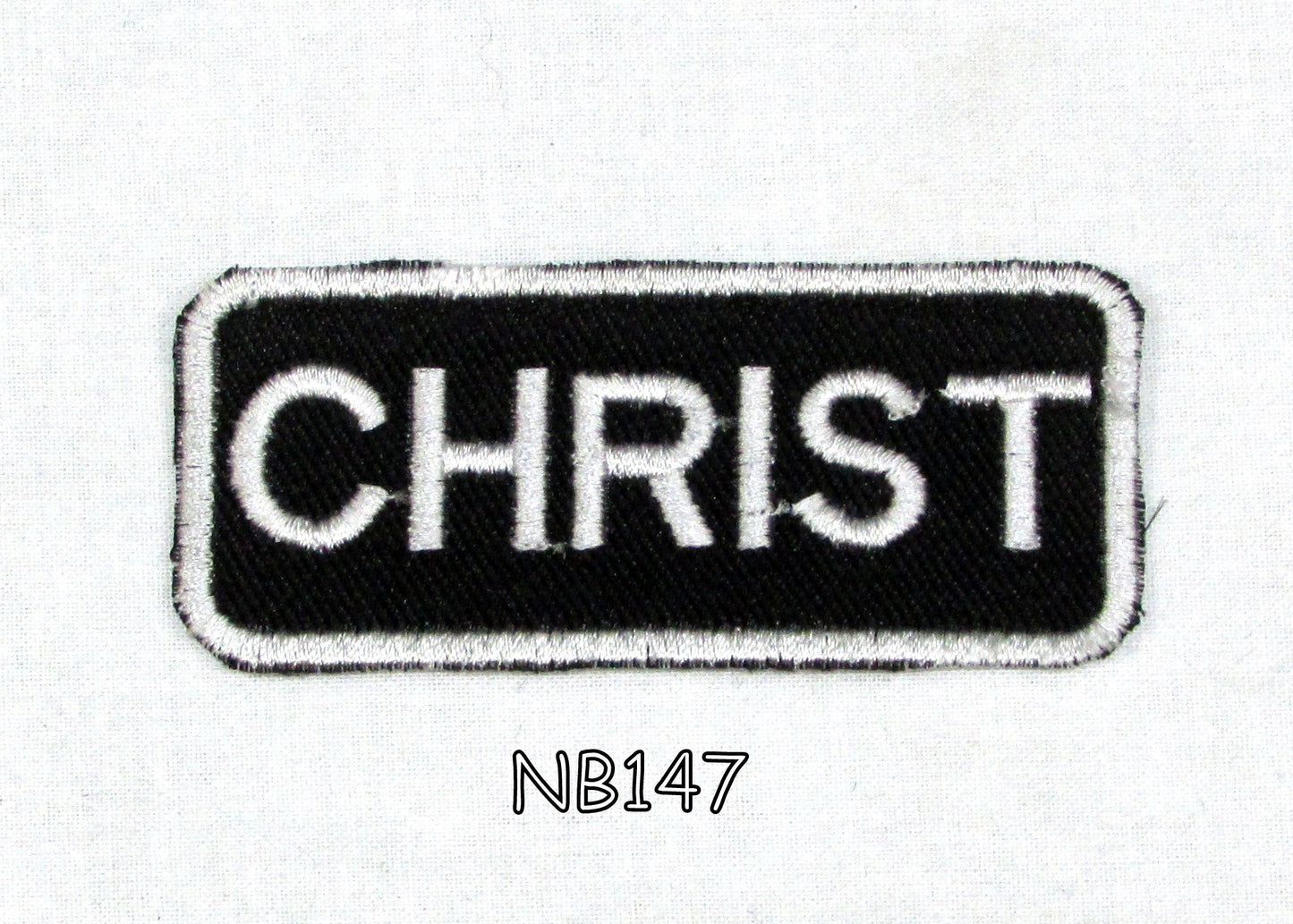 Christ Name Tag Patch - White on Black Embroidered Biker Patch Veteran Patches