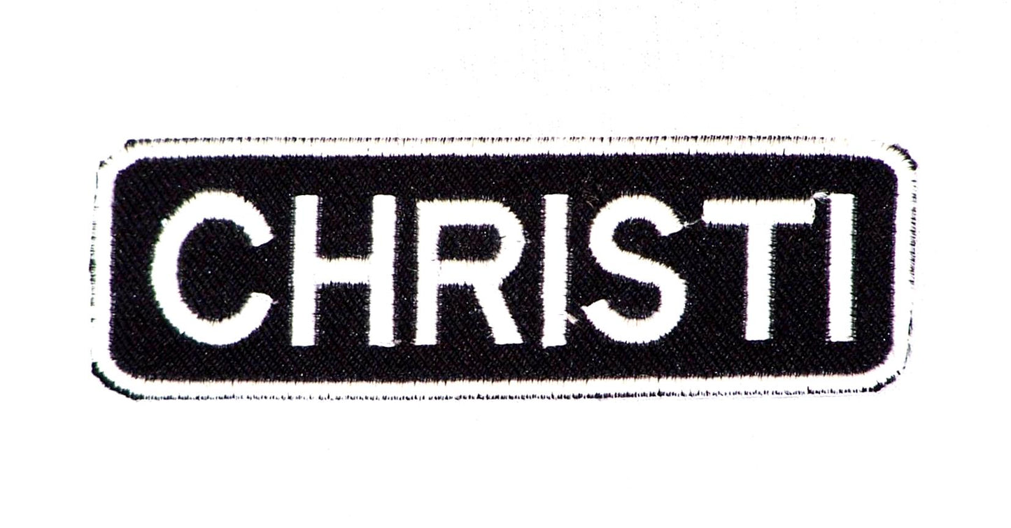 Christi Name Tag Patch - White on Black Embroidered Biker Patch Veteran Patches