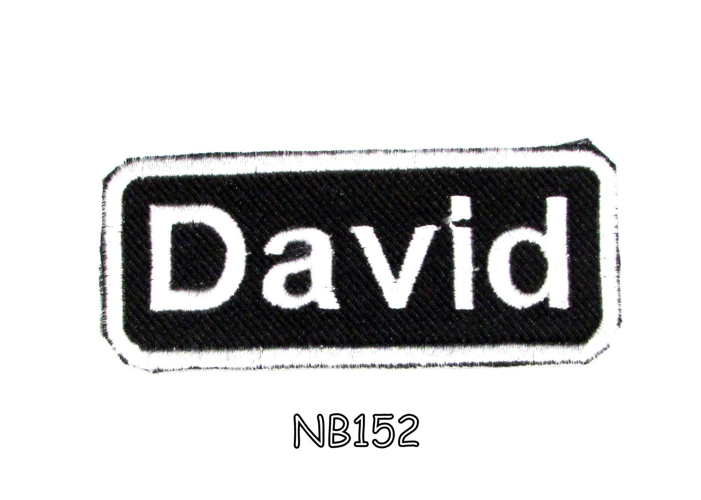 David Name Tag Patch - White on Black Embroidered Biker Patch Veteran Patches