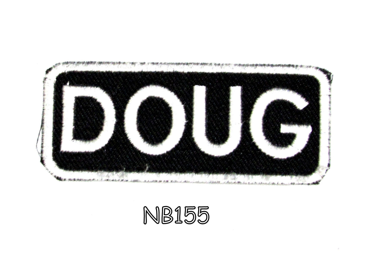 Doug Name Tag Patch - White on Black Embroidered Biker Patch Veteran Patches