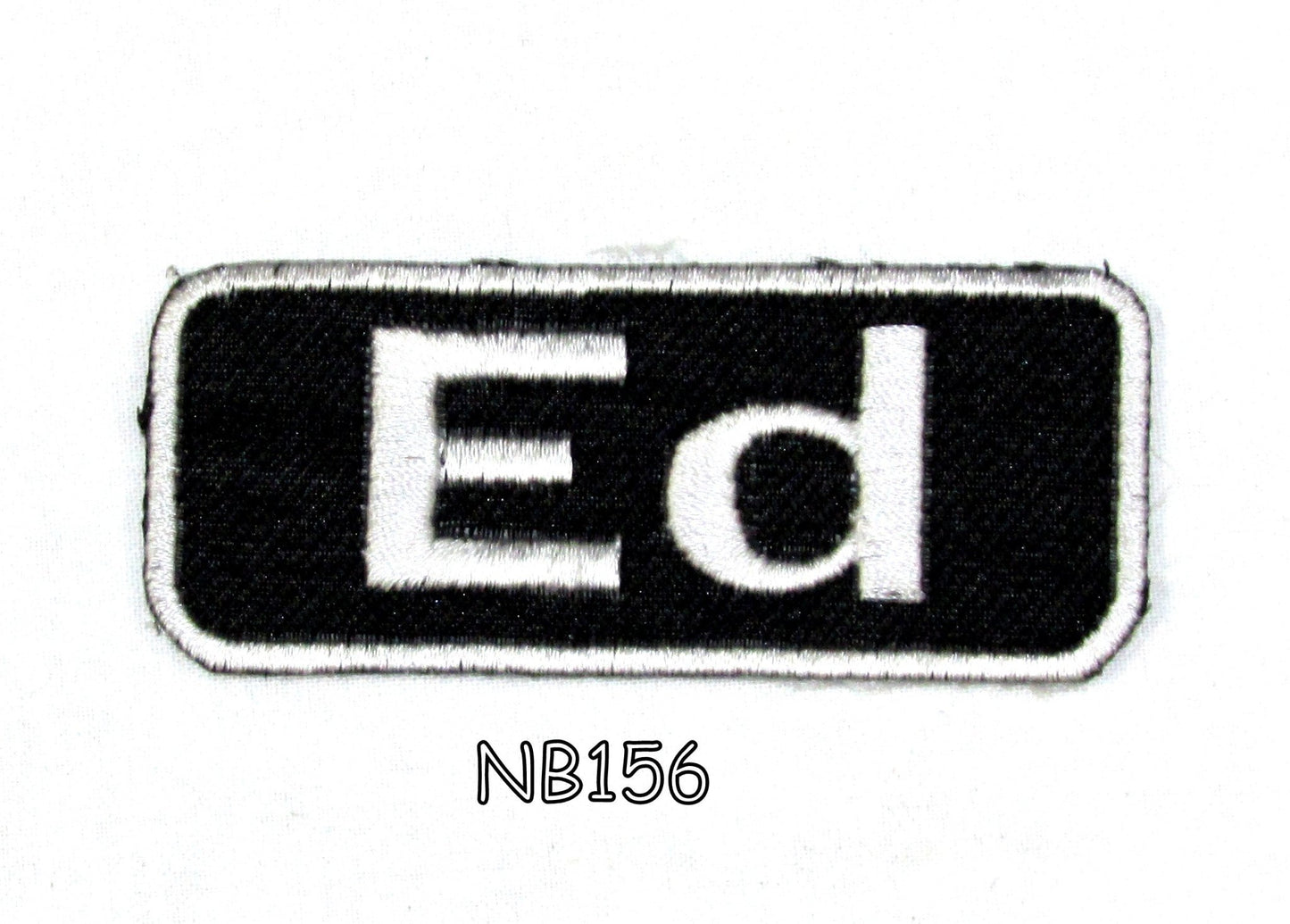 Ed Name Tag Patch - White on Black Embroidered Biker Patch Veteran Patches