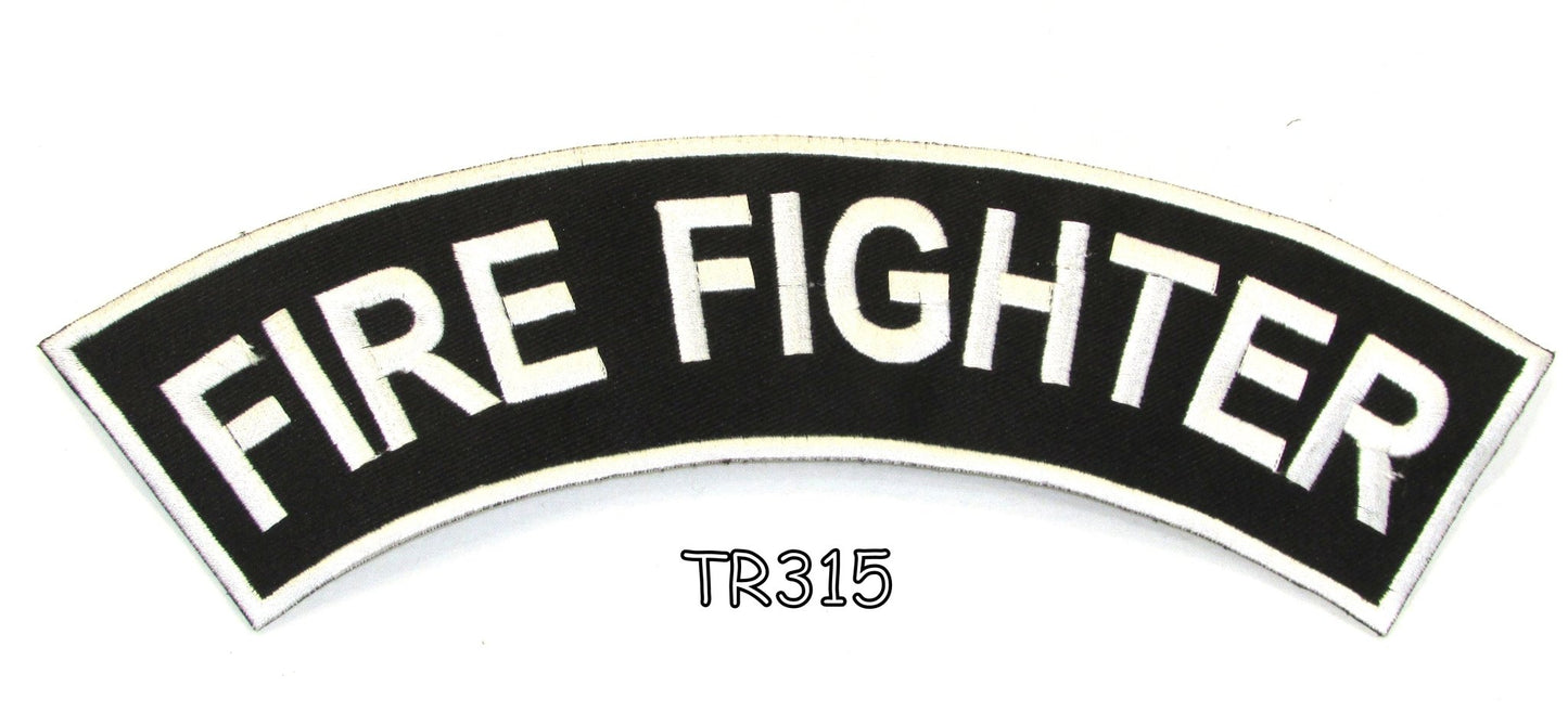 Fire Fighter White Border Rocker Patch - First Responder Biker Patch Veteran Patches