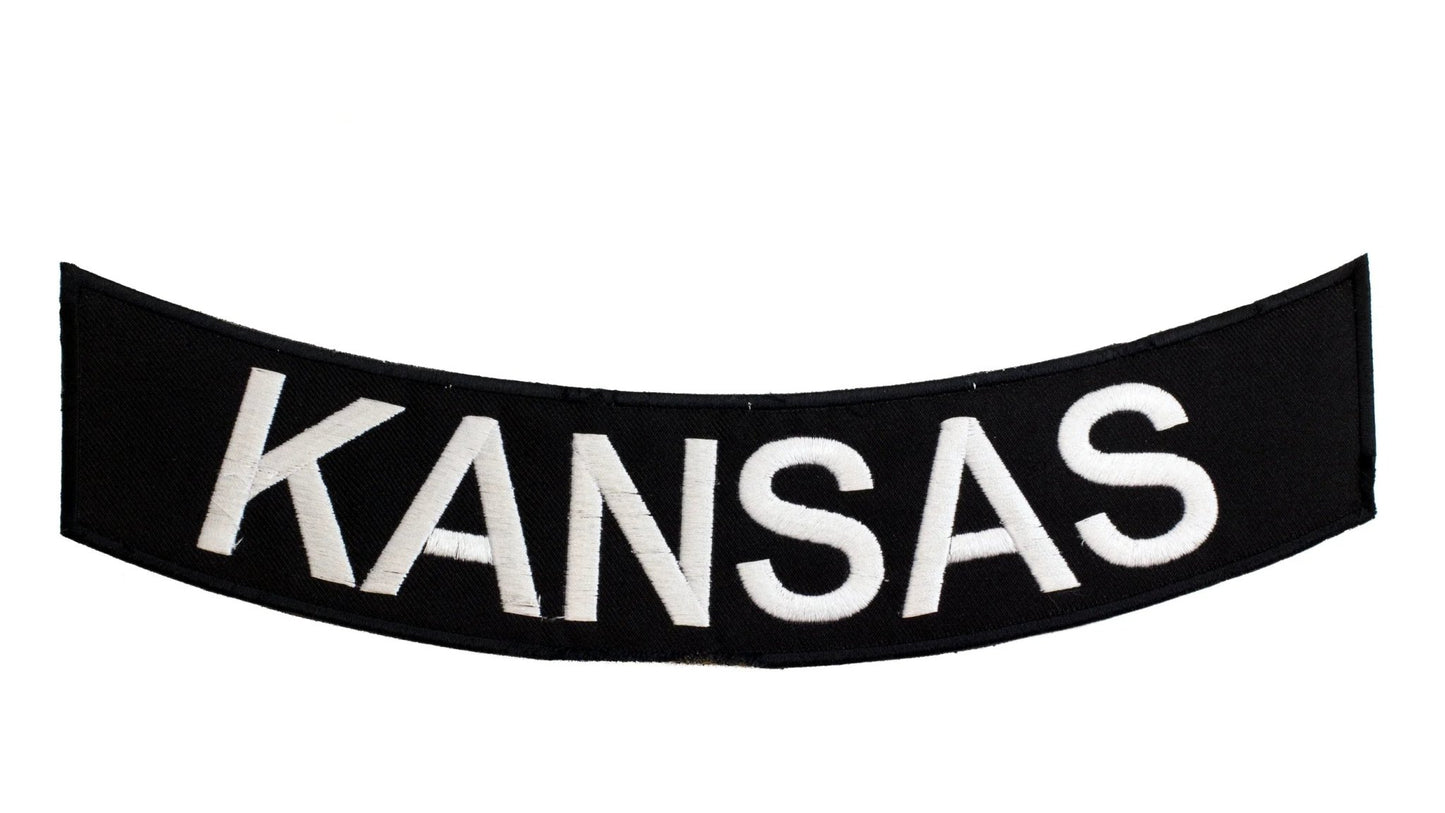 Kansas Rocker Patch - Embroidered Biker Patch for Vest Veteran Patches