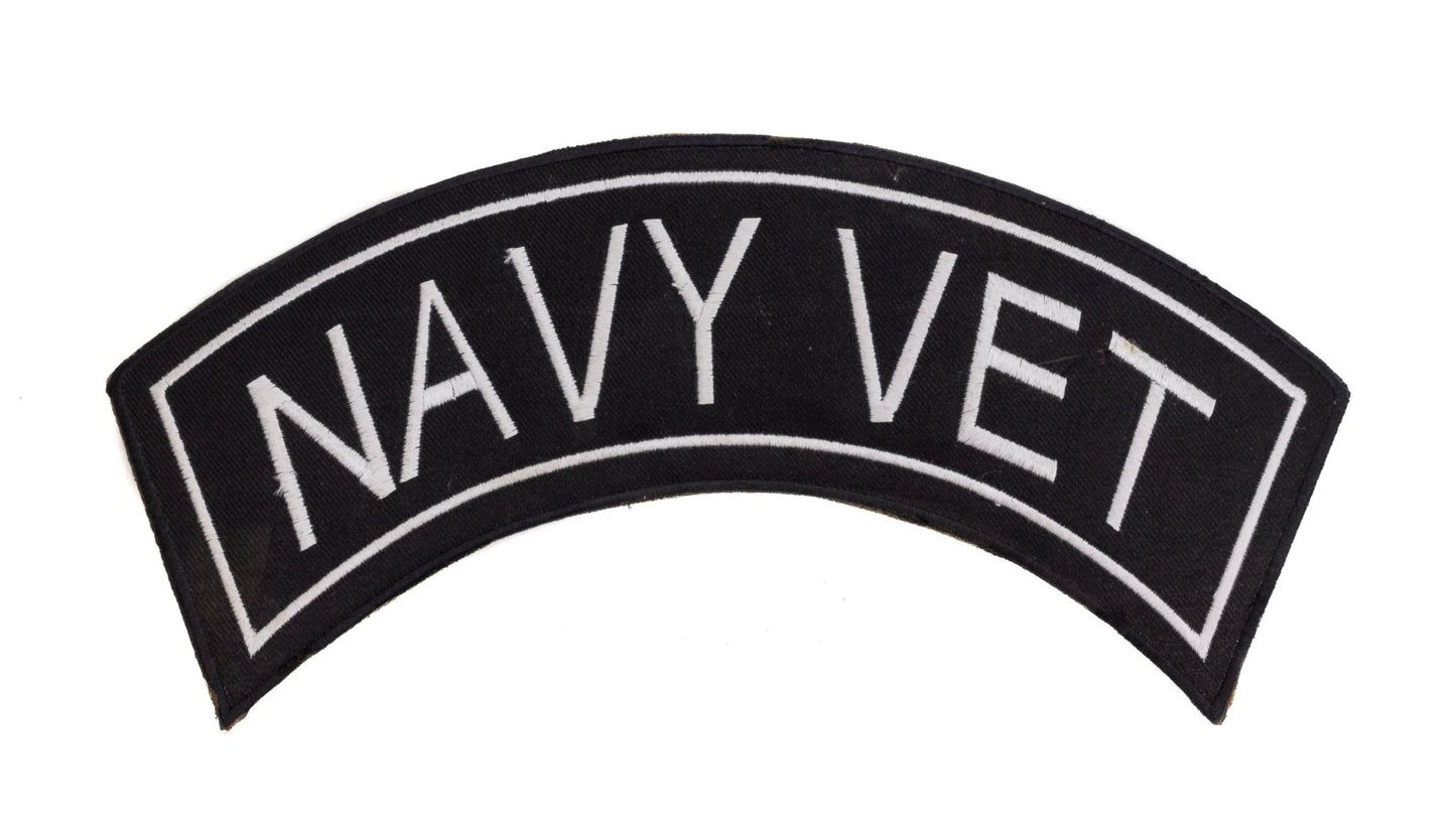 Navy Vet White Border Military Rocker Patch - Veteran Biker Patch Veteran Patches
