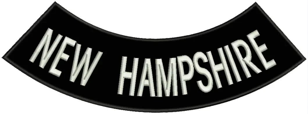 New Hampshire White Rocker Patch - Embroidered Biker Patch for Vest Veteran Patches