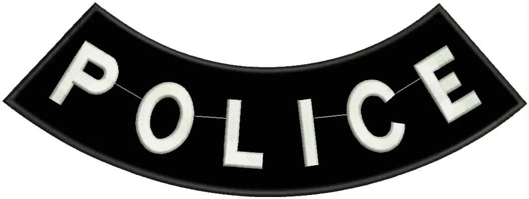 Police Round Border Rocker Patch - Embroidered Biker Patch for Vest Veteran Patches