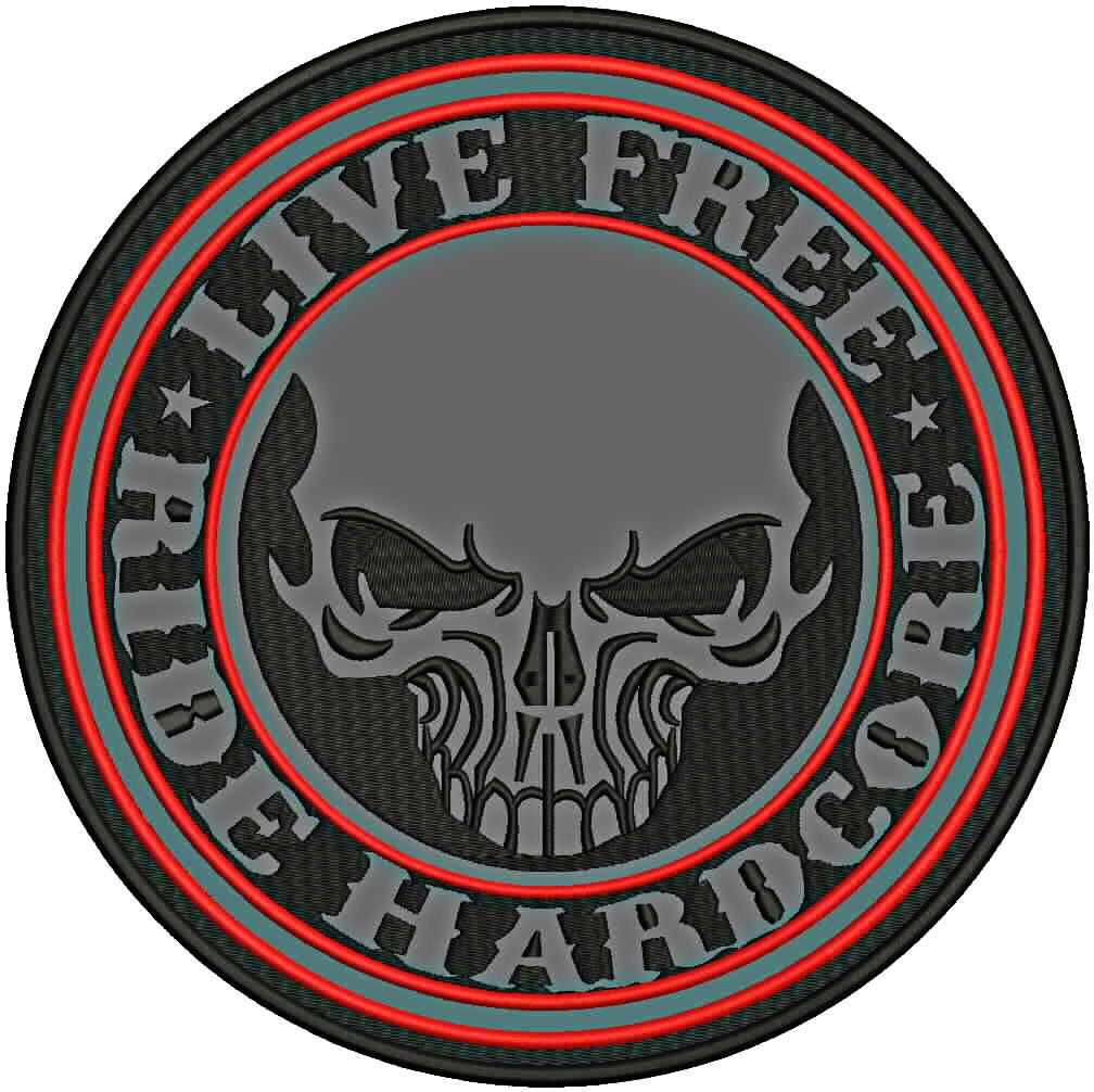 Reflective Red on Black Round Center Patch - Motorcycle Biker Patch Veteran Patches