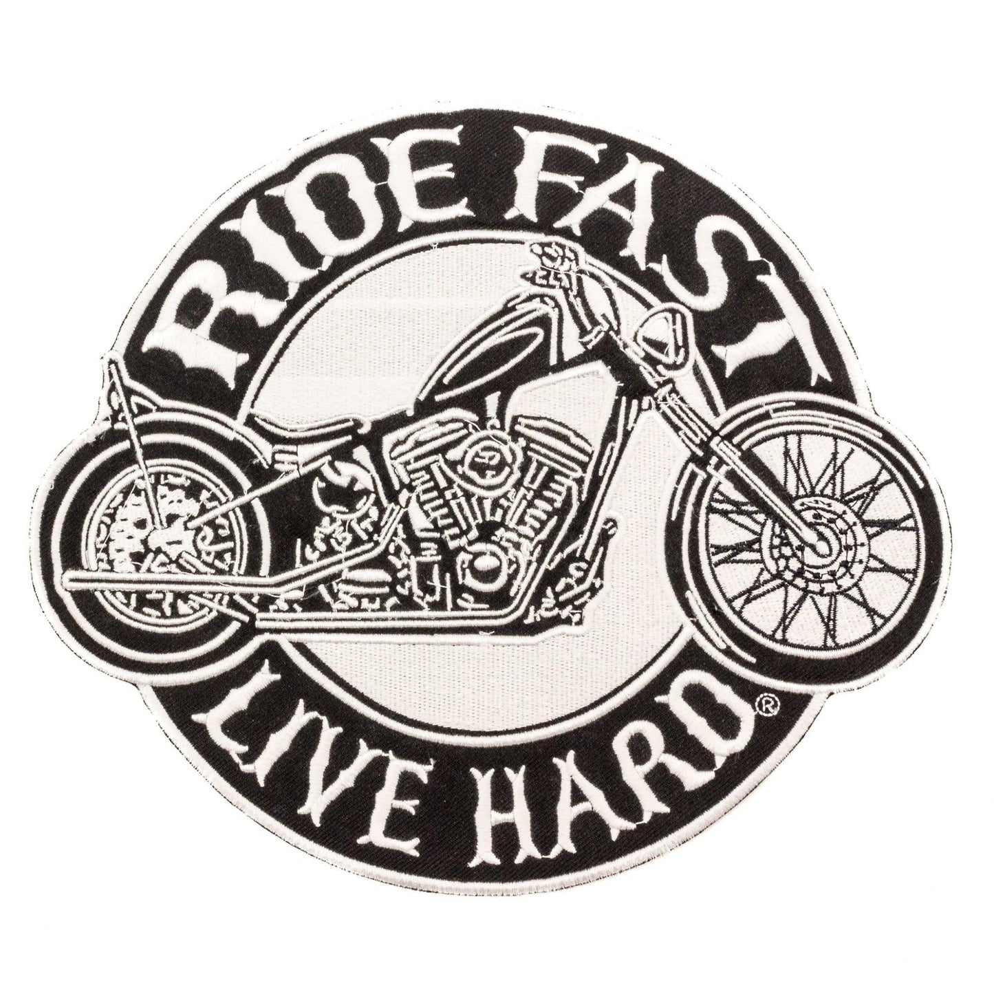 Ride Fast Live Hard Center Patch - Motorcycle Biker Patch Veteran Patches
