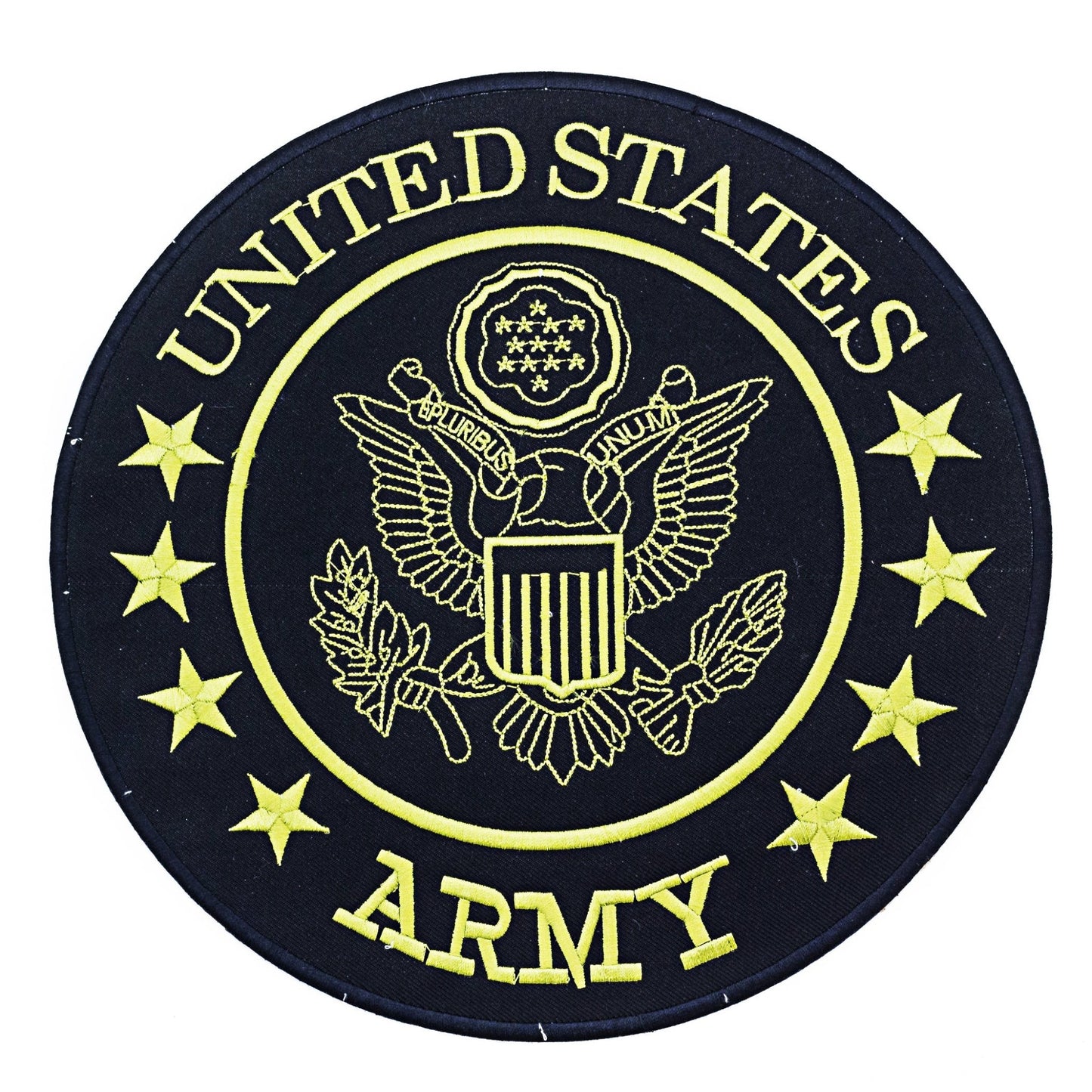 United States Army Yellow on Black Round Military Center Patch - Veteran Biker Patch Veteran Patches