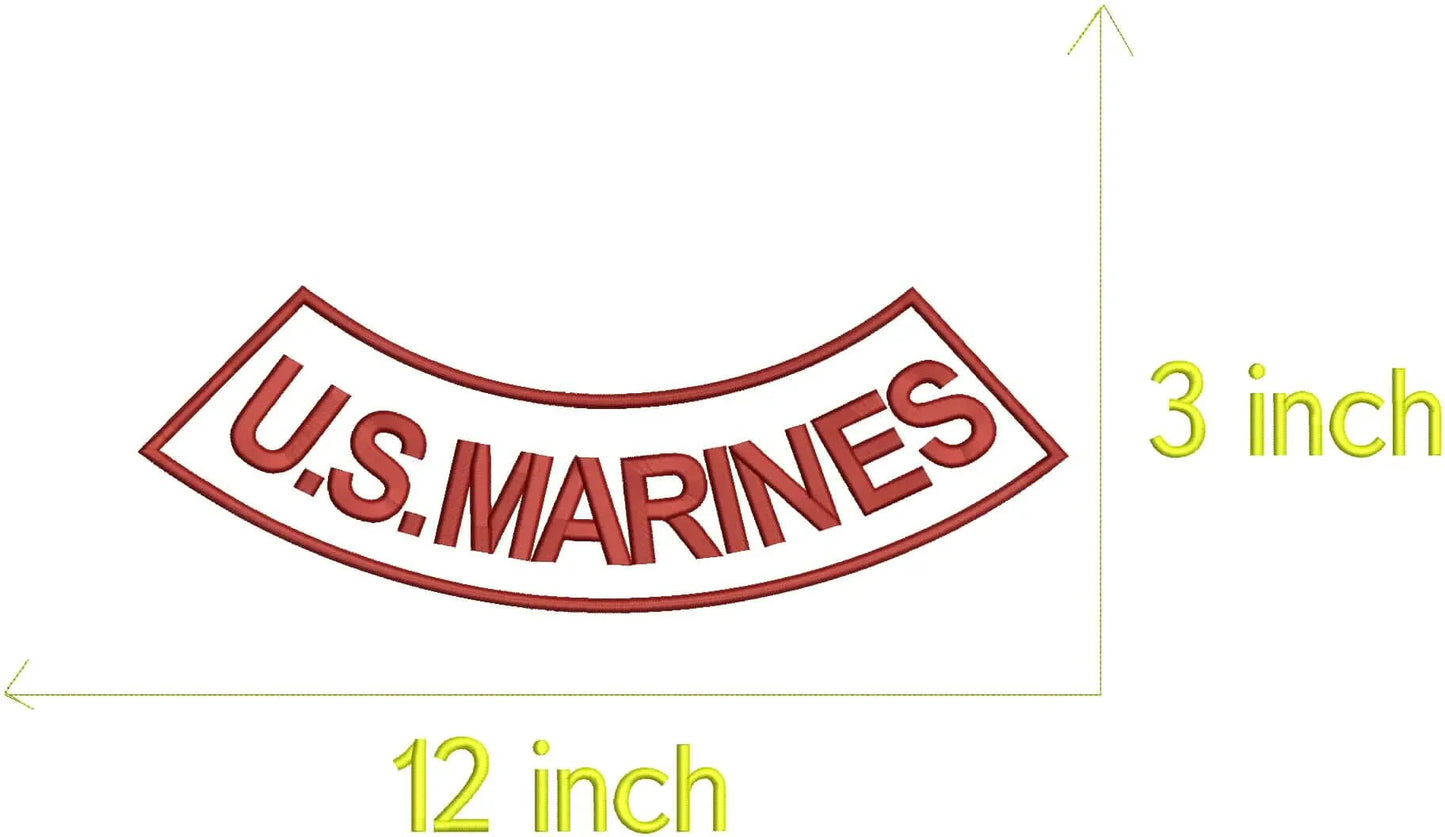 U.S Marines Brown on WhiteIron On Sew On Bottom Rocker Large Back Patch for Jacket Vest Military Rocker Patch - Veteran Biker Patch Veteran Patches