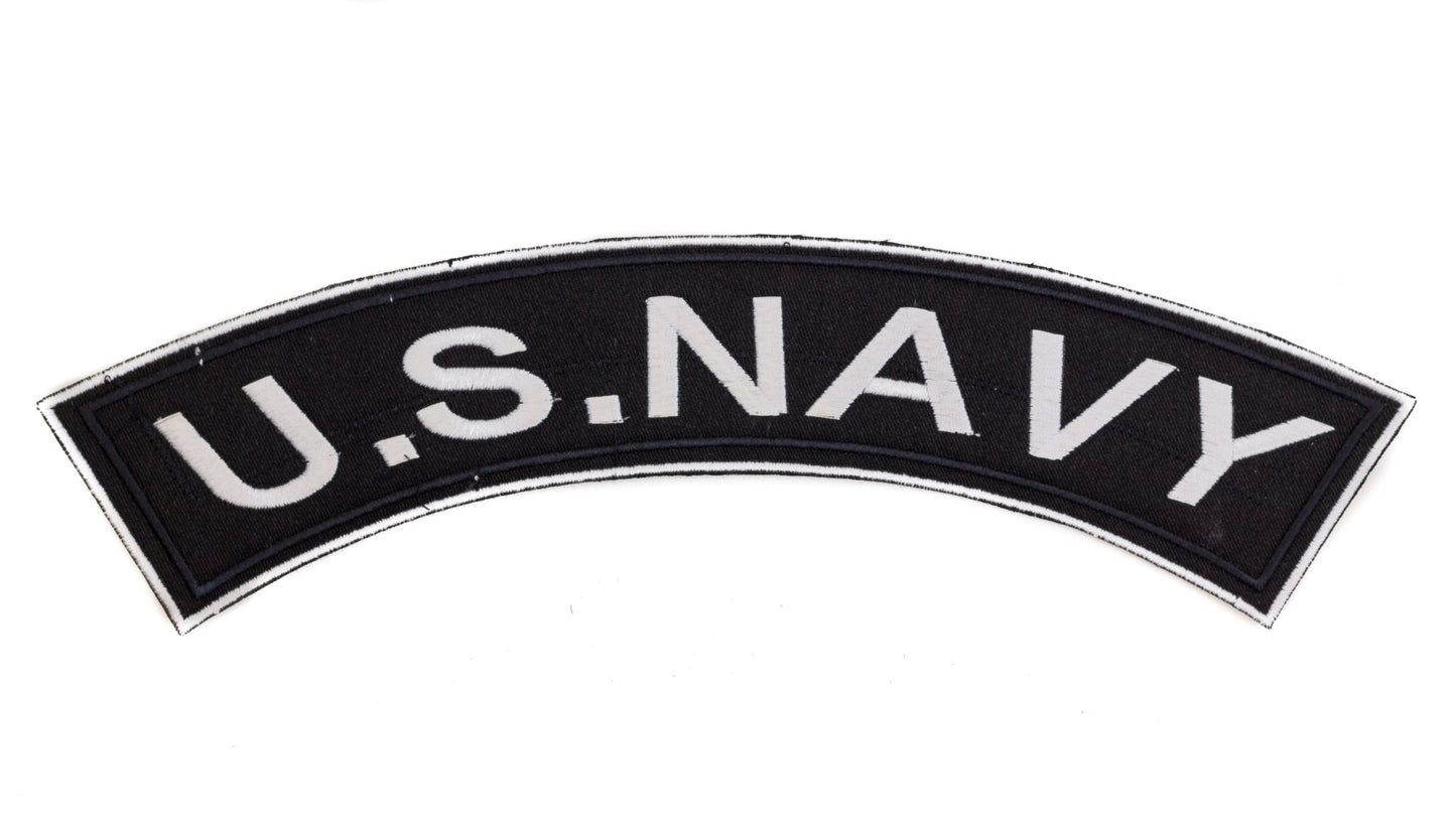 U.S Navy White Border Military Rocker Patch - Veteran Biker Patch Veteran Patches