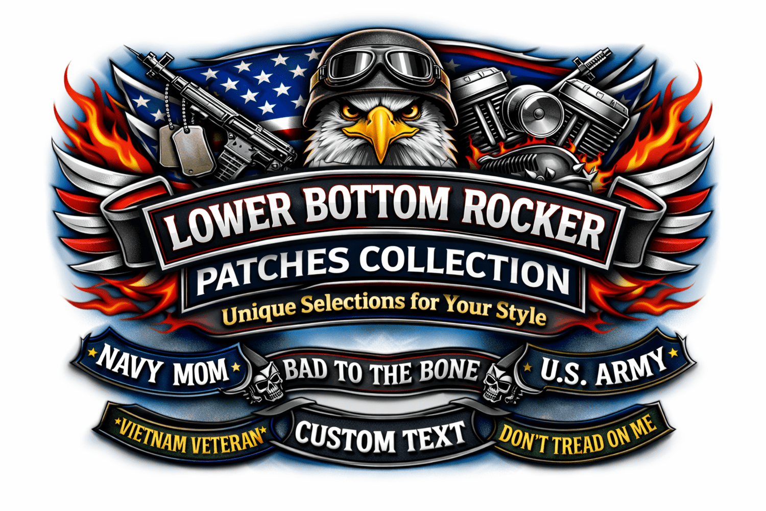 Lower Bottom Rocker Patches Collection: Unique Selections for Your Style - Veteran Patches