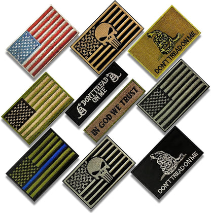 10 Pcs American Flag Patches - Tactical Morale Bundle Veteran Patches