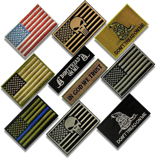10 Pcs American Flag Patches - Tactical Morale Bundle Veteran Patches