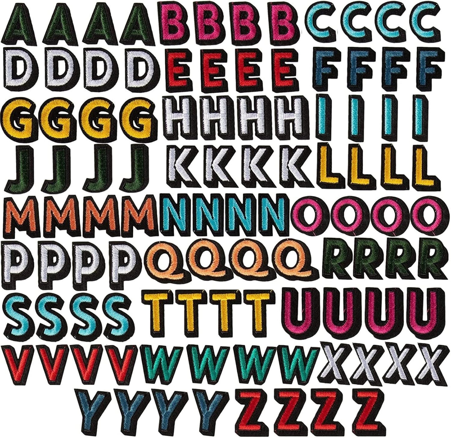 104 Pcs Iron On Letters & Patches - 1.4x1" Multicolor Veteran Patches