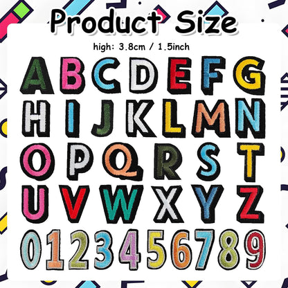 108 Pcs Iron On Letters A - Z & Numbers 0 - 9 - EMORBALS Veteran Patches