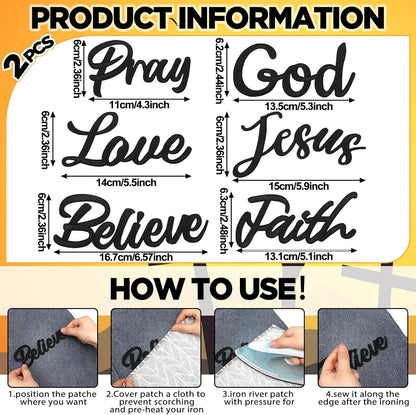 12 Pcs Christian Patches - 4 - 6 Inch Religious Bible Veteran Patches