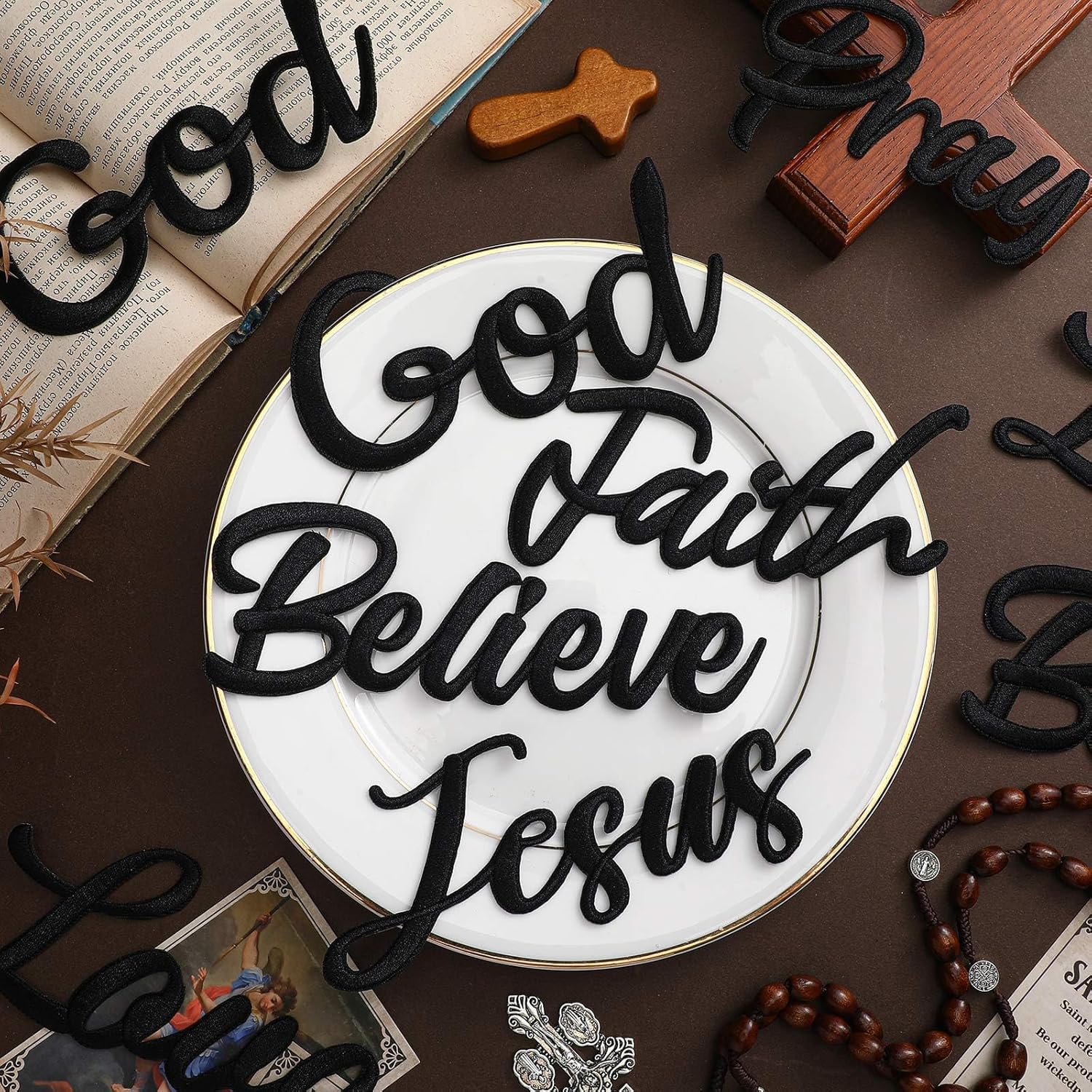 12 Pcs Christian Patches - 4 - 6 Inch Religious Bible Veteran Patches