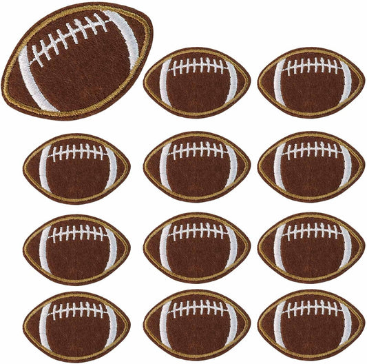 12 Pcs Football Patches - Dark Brown 2.2x1.4" Veteran Patches