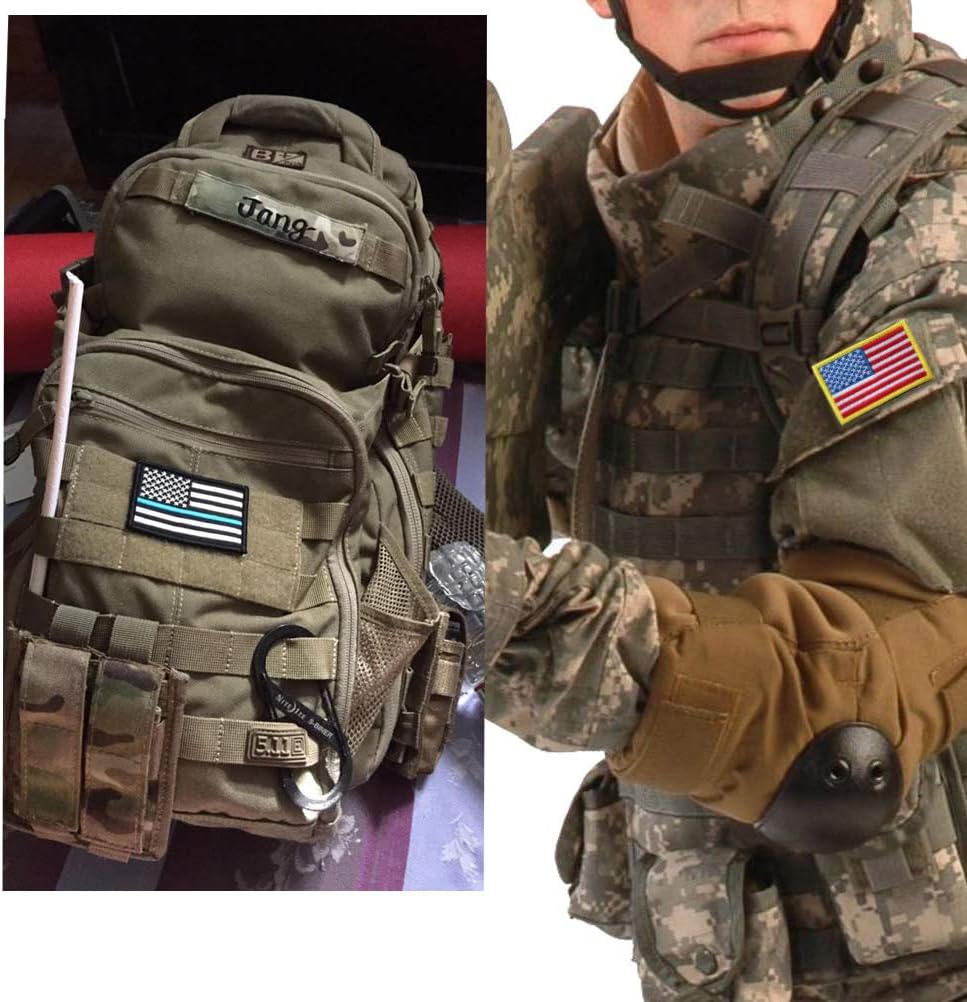 12 Pcs USA Flag Patch Set - Thin Blue Line Tactical Veteran Patches