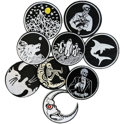 15 Pcs Rock Band Patches - Dark Embroidered Applique Veteran Patches