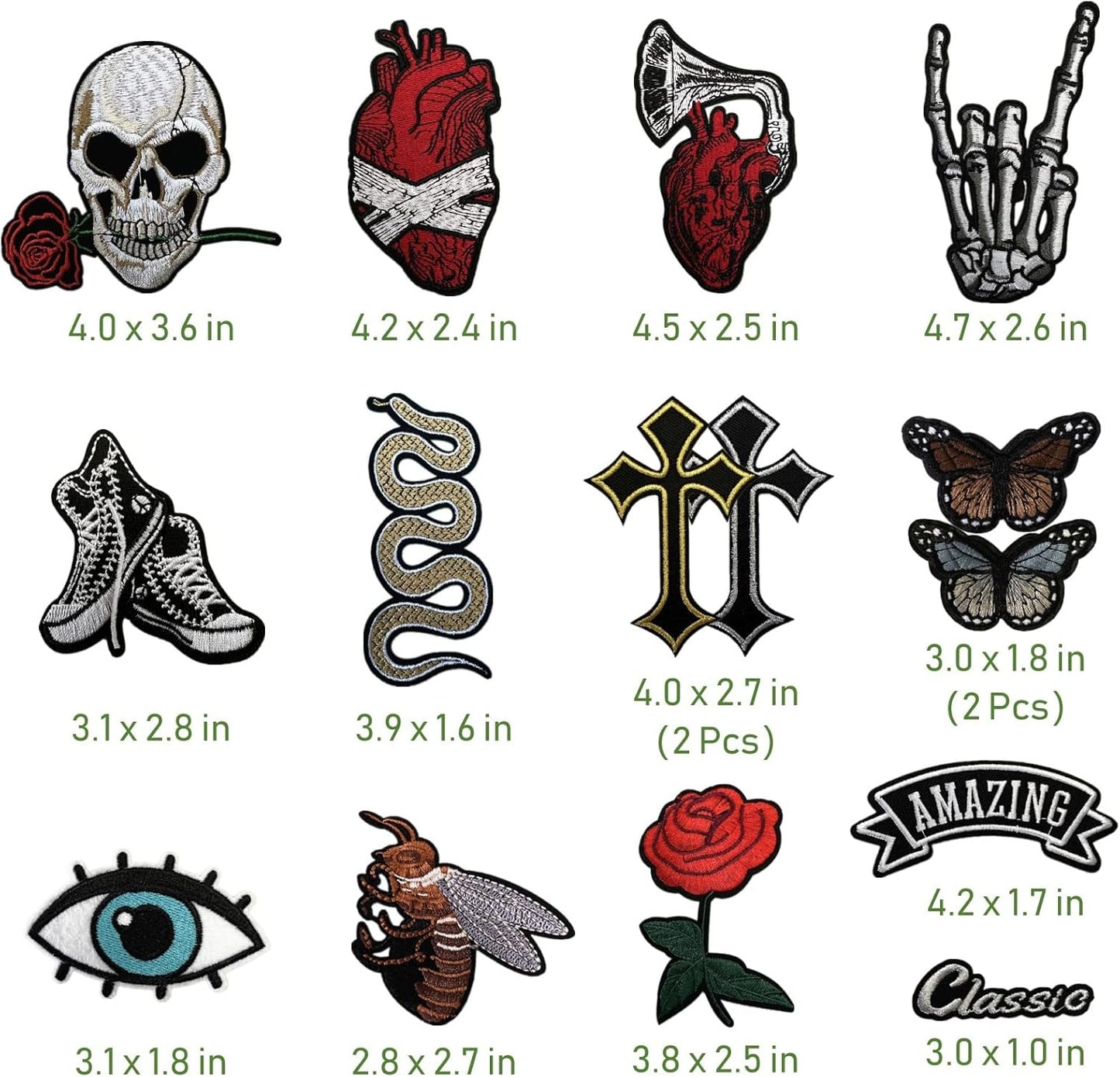 15 Pcs Rock Band Patches - Dark Embroidered Applique Veteran Patches