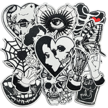 15 Pcs Rock Band Patches - Dark Embroidered Applique Veteran Patches