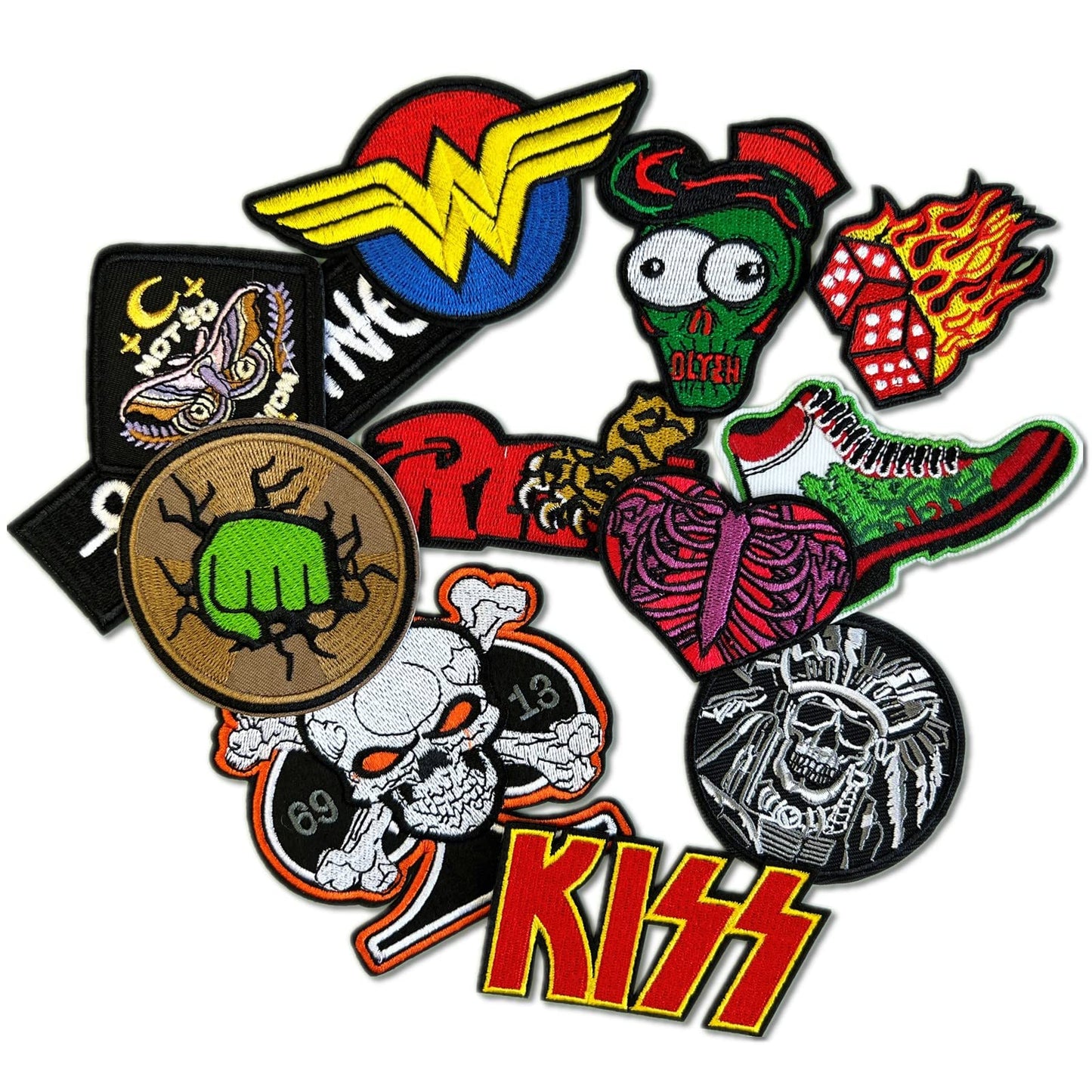 15 Pcs Rock Band Patches - Dark Embroidered Applique Veteran Patches