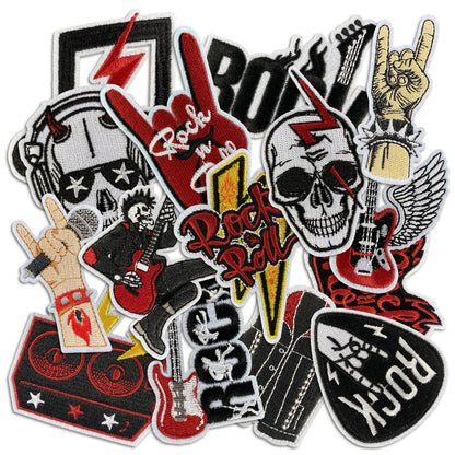 15 Pcs Rock Band Patches - Dark Embroidered Applique Veteran Patches