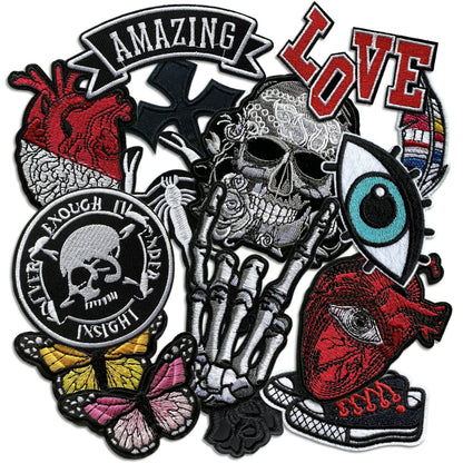 15 Pcs Rock Band Patches - Dark Embroidered Applique Veteran Patches
