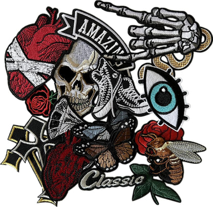 15 Pcs Rock Band Patches - Dark Embroidered Applique Veteran Patches