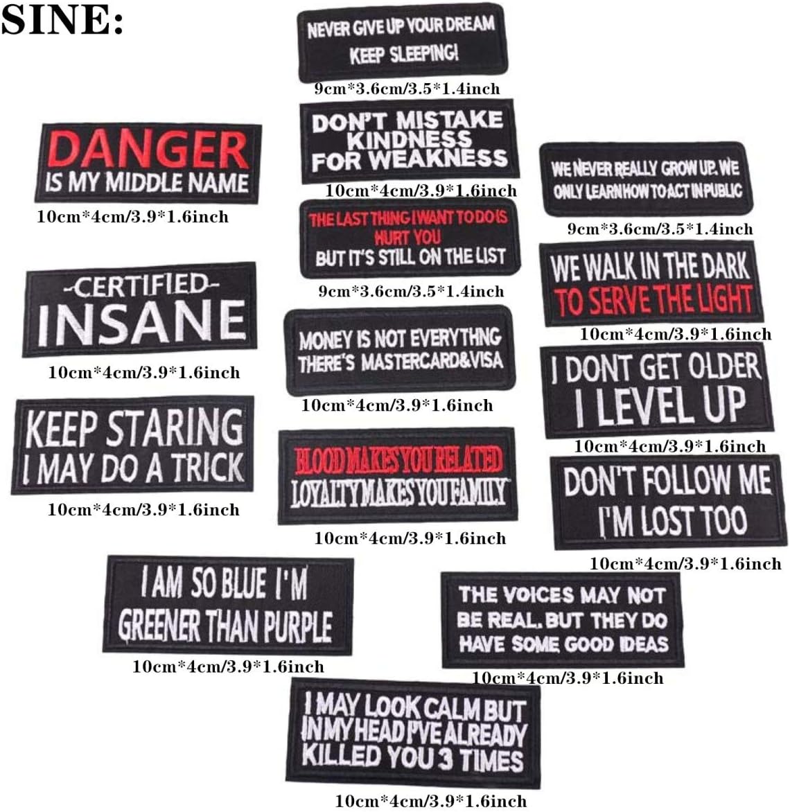 15 Pcs Slogan Letter Patches - Motorcycle Biker Veteran Patches