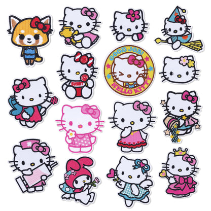 17 Pcs Cute Cartoon Cat Patches - Iron On Embroidered Veteran Patches
