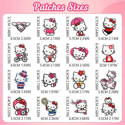17 Pcs Cute Cartoon Cat Patches - Iron On Embroidered Veteran Patches