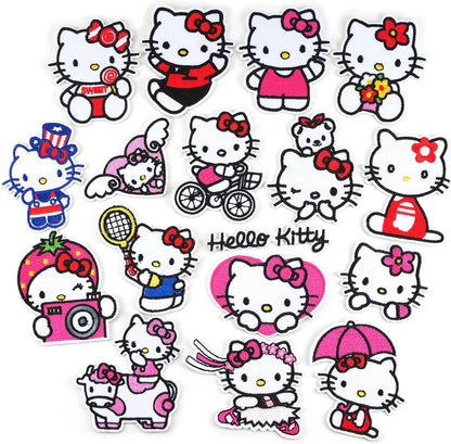 17 Pcs Cute Cartoon Cat Patches - Iron On Embroidered Veteran Patches