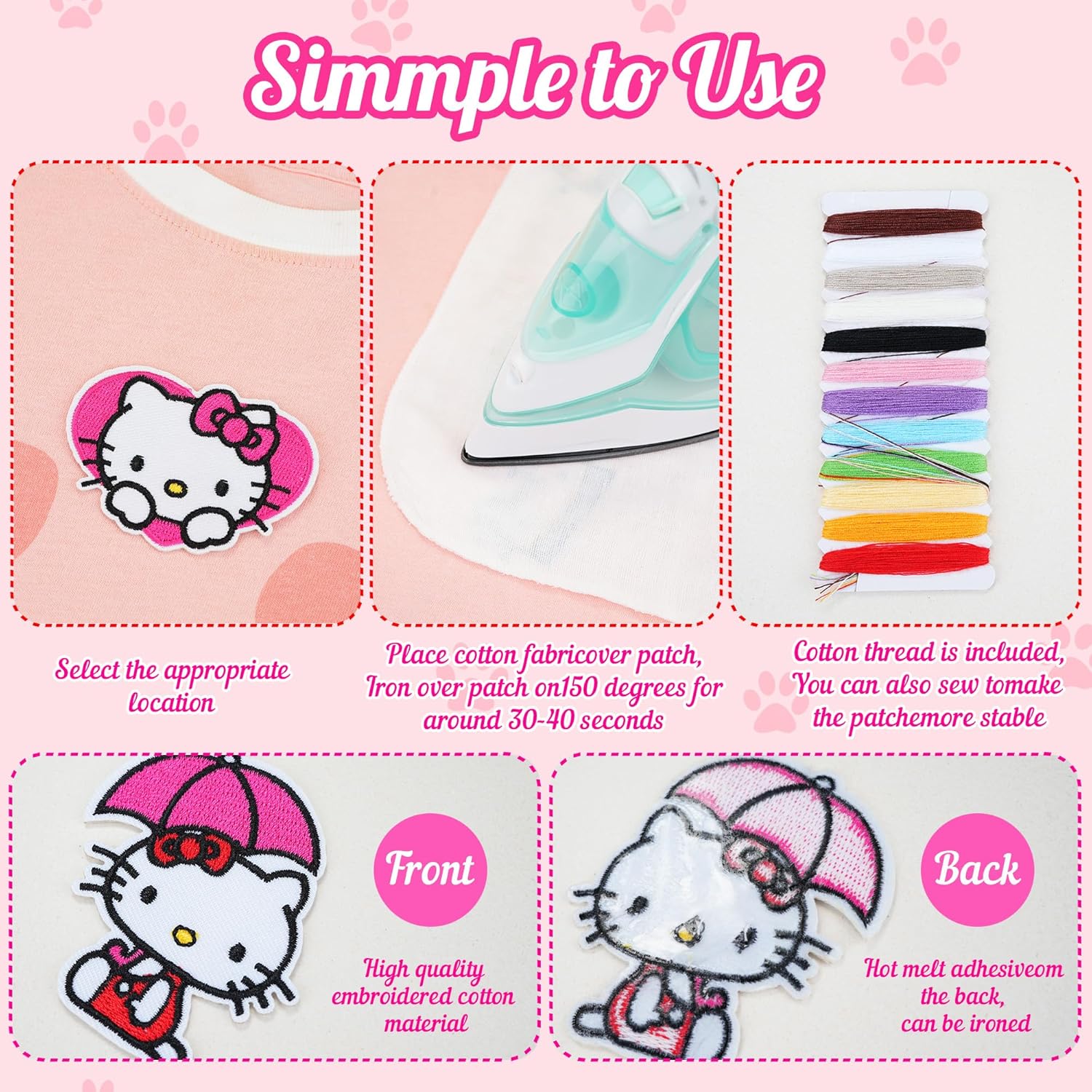 17 Pcs Cute Cartoon Cat Patches - Iron On Embroidered Veteran Patches